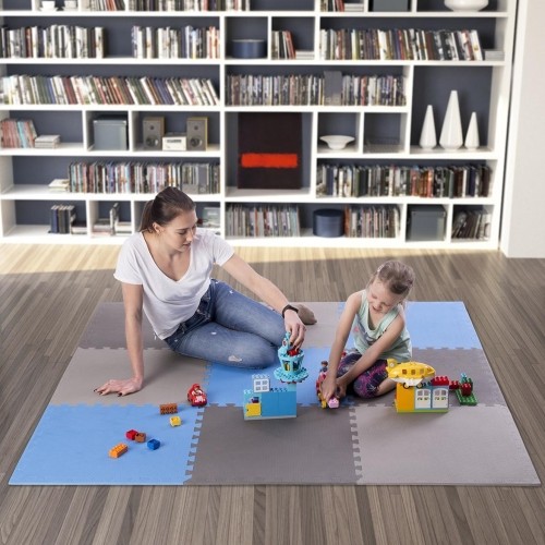 Mata treningowa składana MP-10, szaro-niebieska, 60x60x1cm, 9 szt.