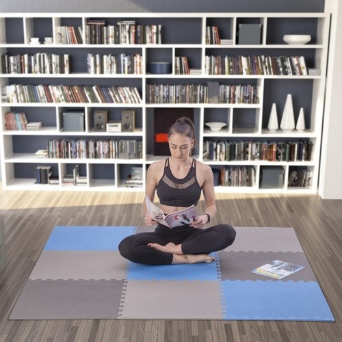 Mata treningowa składana MP-10, szaro-niebieska, 60x60x1cm, 9 szt.