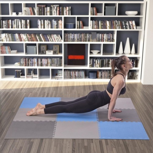 Mata treningowa składana MP-10, szaro-niebieska, 60x60x1cm, 9 szt.