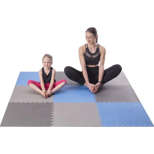 Mata treningowa składana MP-10, szaro-niebieska, 60x60x1cm, 9 szt.