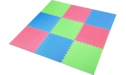 Gumowa podłoga, mata puzzle do siłowni MP10 Zielony-Niebieski-Czerwony, 60x60x1 cm (9 szt.)