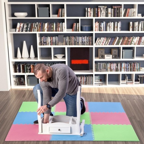 Gumowa podłoga, mata puzzle do siłowni MP10 Zielony-Niebieski-Czerwony, 60x60x1 cm (9 szt.)