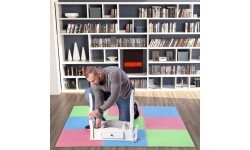 Gumowa podłoga, mata puzzle do siłowni MP10 Zielony-Niebieski-Czerwony, 60x60x1 cm (9 szt.)