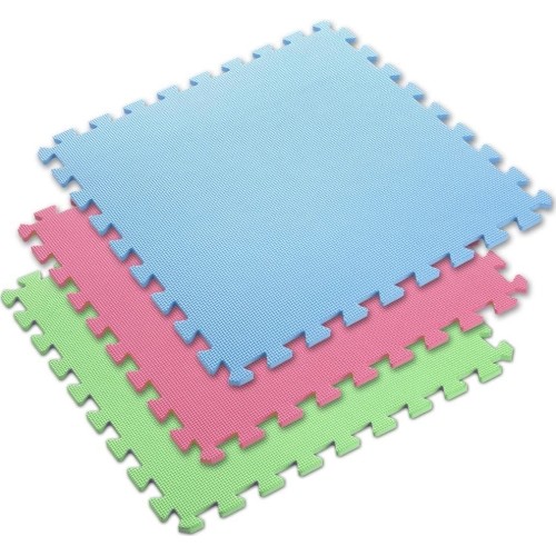 Gumowa podłoga, mata puzzle do siłowni MP10 Zielony-Niebieski-Czerwony, 60x60x1 cm (9 szt.)