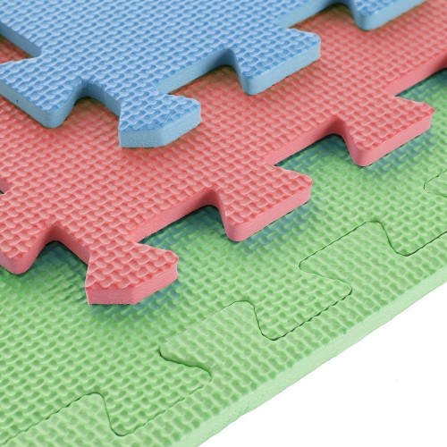 Gumowa podłoga, mata puzzle do siłowni MP10 Zielony-Niebieski-Czerwony, 60x60x1 cm (9 szt.)