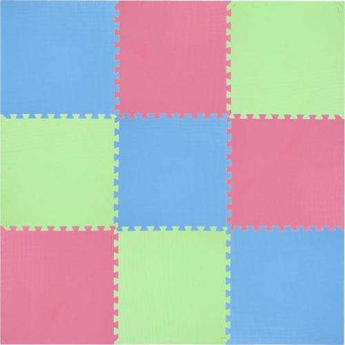 Gumowa podłoga, mata puzzle do siłowni MP10 Zielony-Niebieski-Czerwony, 60x60x1 cm (9 szt.)