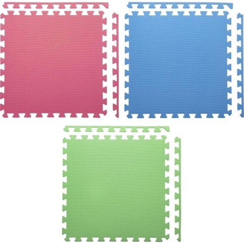 Gumowa podłoga, mata puzzle do siłowni MP10 Zielony-Niebieski-Czerwony, 60x60x1 cm (9 szt.)