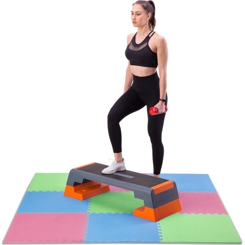 Gumowa podłoga, mata puzzle do siłowni MP10 Zielony-Niebieski-Czerwony, 60x60x1 cm (9 szt.)