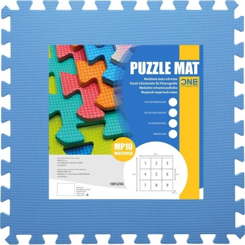 Gumowa podłoga, mata puzzle do siłowni MP10 Zielony-Niebieski-Czerwony, 60x60x1 cm (9 szt.)