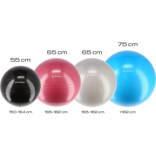 YB01 NOWA 65CM SZARA PIŁKA GIMNASTYCZNA HMS