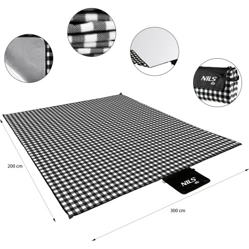 Mata piknikowa Nils Camp NC2310 biało-czarna, 300x200cm, PE, aluminium