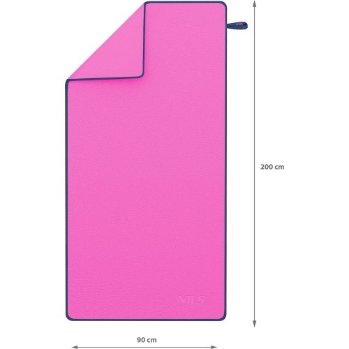 NCR13 PINK-DARK BLUE MICROFIBRE TOWEL 200x90 cm NILS CAMP