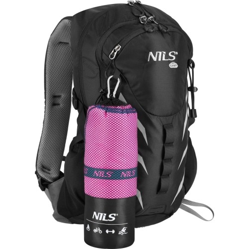 NCR13 PINK-DARK BLUE MICROFIBRE TOWEL 200x90 cm NILS CAMP