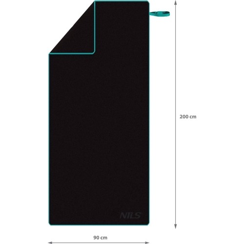 Ręcznik z mikrofibry Nils Camp NCR13, Czarny, 200x90 cm