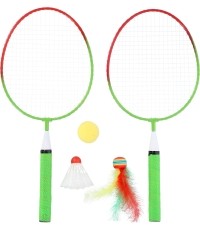 Zestaw do badmintona Nils NRZ051 Steel, 2 rakiety, pióra do badmintona, piłeczki
