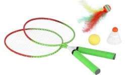 Zestaw do badmintona Nils NRZ051 Steel, 2 rakiety, pióra do badmintona, piłeczki