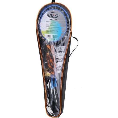 Zestaw do badmintona Nils NRZ012, stal, 2 rakiety, 3 pióra do badmintona, siatka 195 x 22 cm, pokrowiec