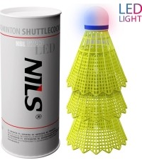 Nylonowe lotki do badmintona Nils NBL6293 - kolorowe, Led, 3 szt.