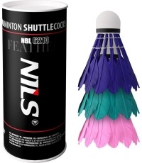 Lotki do badmintona z piór Nils NBL6213 - kolorowe, 3 szt.
