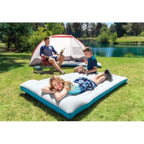 Materac dmuchany dwuosobowy kempingowy 193x127x17 cm łóżko z zagłówkiem INTEX 67999
