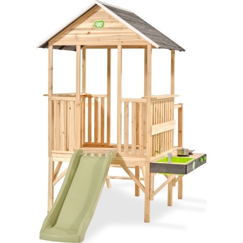EXIT Panorama 350 wooden playhouse with slide and mud kitchen