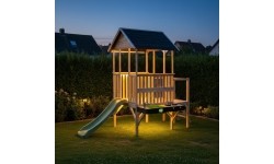 EXIT Panorama 350 wooden playhouse with slide and mud kitchen