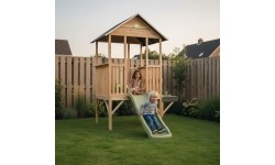 EXIT Panorama 350 wooden playhouse with slide and mud kitchen