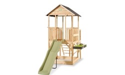 EXIT Panorama 550 wooden playhouse with slide, mud kitchen and sandpit