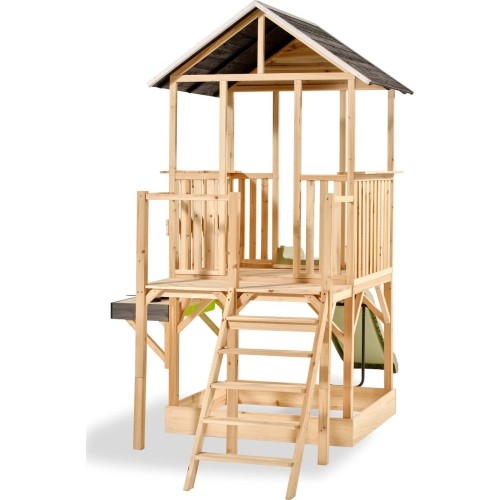 EXIT Panorama 550 wooden playhouse with slide, mud kitchen and sandpit