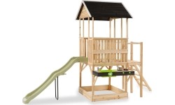EXIT Panorama 550 wooden playhouse with slide, mud kitchen and sandpit