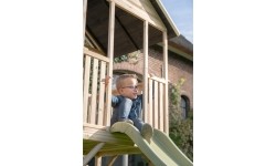 EXIT Panorama 550 wooden playhouse with slide, mud kitchen and sandpit