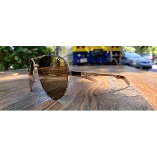 Okulary przeciwsłoneczne Tifosi Shwae Midnight Gold Brown Aviators, brązowe, 100% ochrona UV