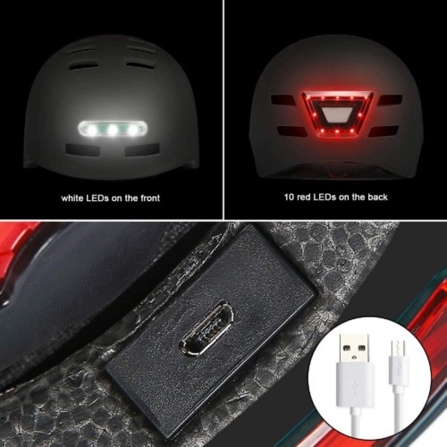 Kask Beaster BS51BL z lampkami LED, rozmiar M, biały