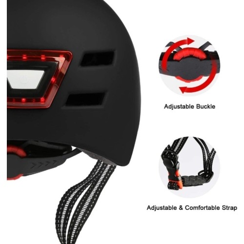 Kask Beaster BS51BL z lampkami LED, rozmiar M, biały