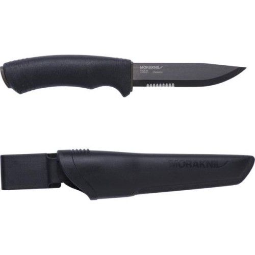 Nóż Morakniv Bushcraft SRT, czarny, częściowo ząbkowany