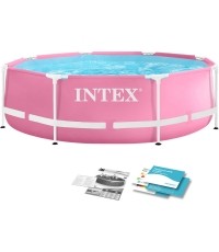 Basen stelażowy okrągły dla dzieci 244x76 cm różowy INTEX 28290