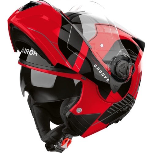 Flip-Up Motorcycle Helmet AIROH SPECKTRE Groove P/J Glossy Red