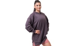 Damska długa bluza z kapturem Nebbia Everyday Hero 580 - Marron