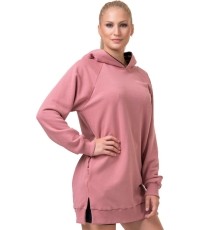 Damska długa bluza z kapturem Nebbia Everyday Hero 580 - Old Rose