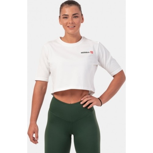 Nebbia Minimalist Logo 600 krótka koszulka dla kobiet - Cream