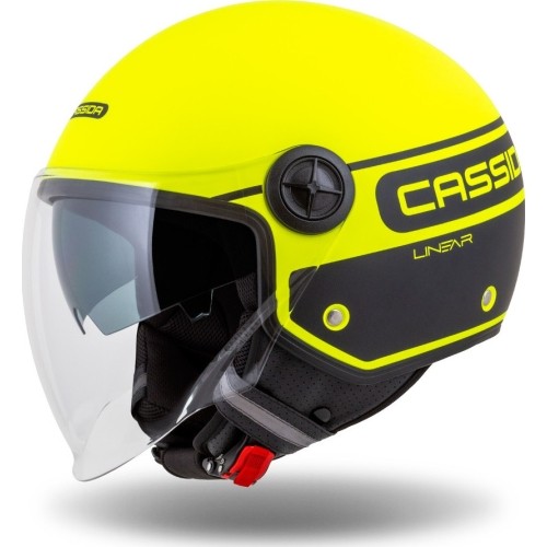 Kask motocyklowy Cassida Handy Plus Linear perłowy fluorescencyjny żółty / matowy czarny