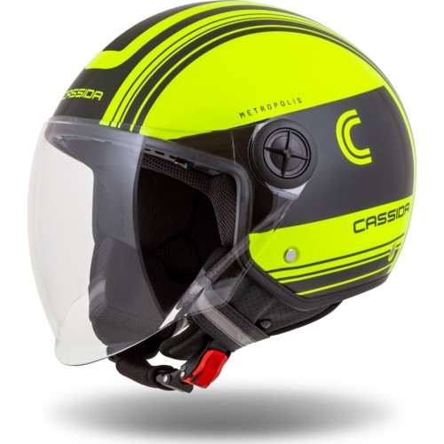 Kask motocyklowy Cassida Handy Metropolis Safety Fluo Yellow/Black/Reflective Gray