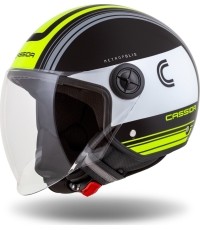 Kask motocyklowy Cassida Handy Metropolis Black/White/Fluo Yellow/Gray