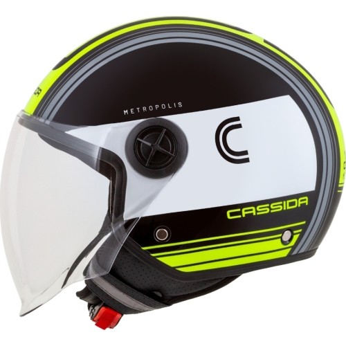 Kask motocyklowy Cassida Handy Metropolis Black/White/Fluo Yellow/Gray