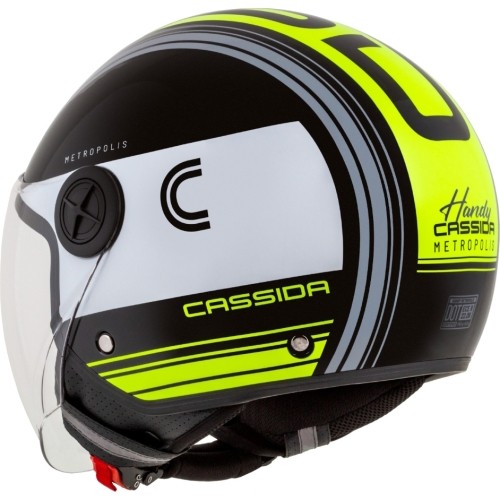 Kask motocyklowy Cassida Handy Metropolis Black/White/Fluo Yellow/Gray