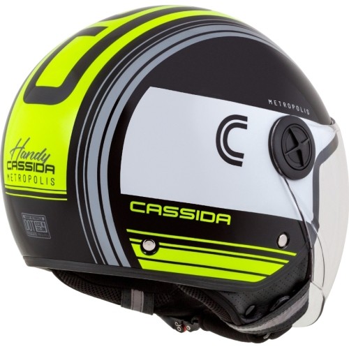 Kask motocyklowy Cassida Handy Metropolis Black/White/Fluo Yellow/Gray