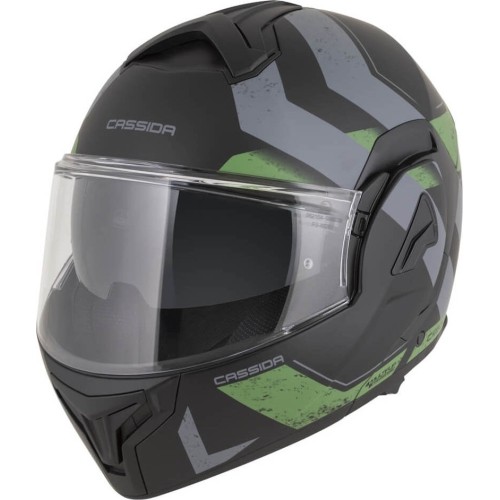 Kask motocyklowy z podnoszoną szybką Cassida MultiFlip Korp P/J - černá matná/zelená/šedá