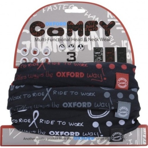 Uniwersalna bandamka Komin Getr na szyję i twarz Oxford Comfy 3-szt. - Grafitti Mono