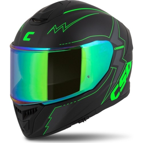 Motorcycle Helmet Cassida Integral GT 2.1 Flash Matte Black/Fluo Green/Dark Gray