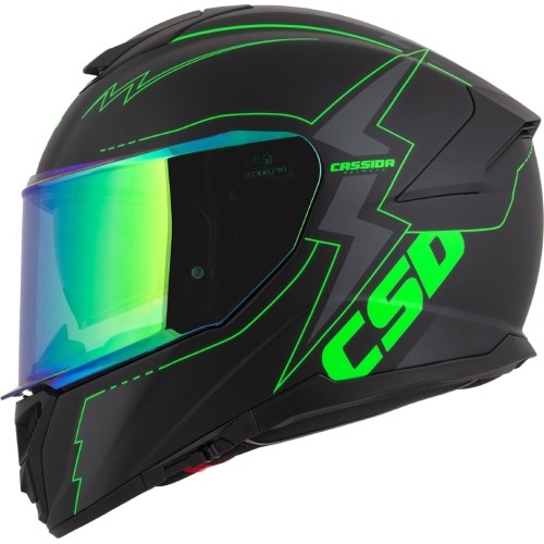 Motorcycle Helmet Cassida Integral GT 2.1 Flash Matte Black/Fluo Green/Dark Gray
